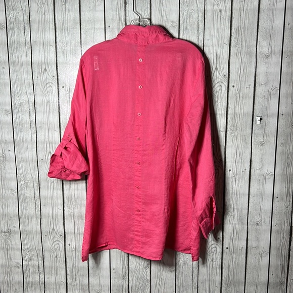 Lily moss pink button front linen top size Large - Picture 12 of 13